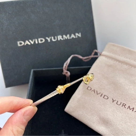 David Yurman Silver Bracelet with Gold Clasp - Picture 4 of 4